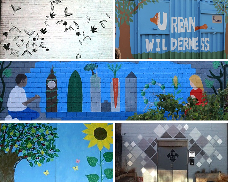 Community wall painted mural using cheap and affordable recycled paint from Community RePaint scheme.