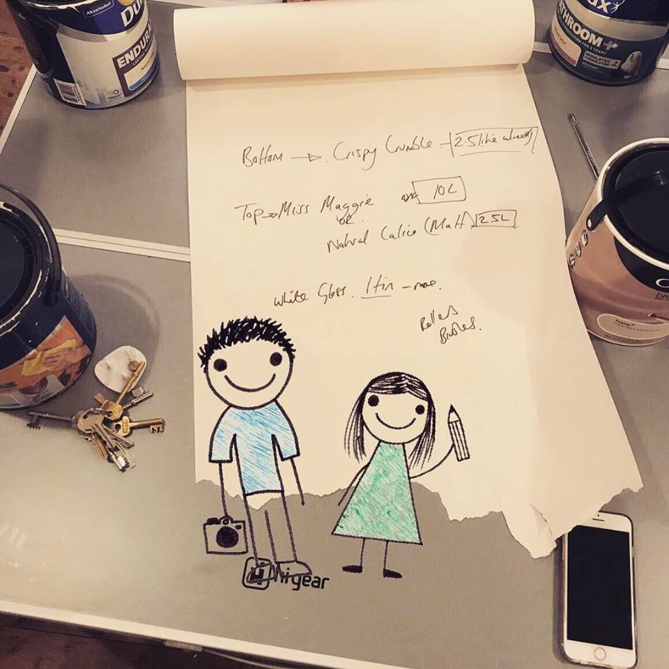 hand written note and doodle.