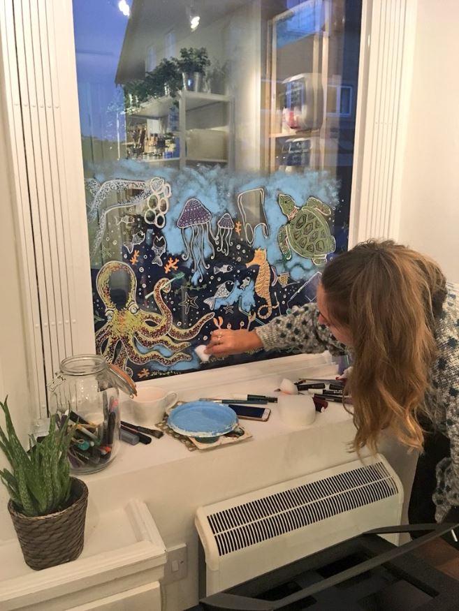 Paint mural on window.