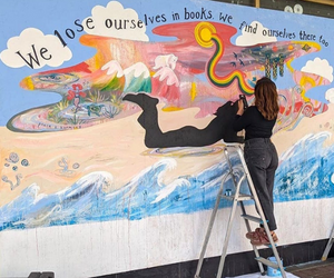 Mural being painted using leftover paint from Community RePaint Cambridgeshire